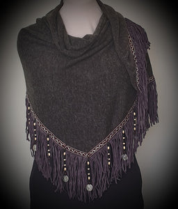 Triangle Shawl/Scarf With Fringe 