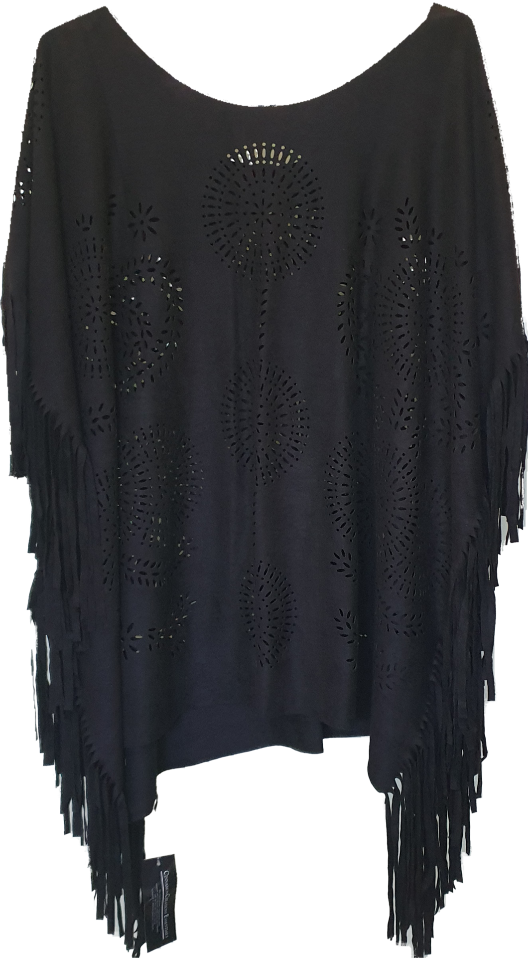 Suede Look Fringe Poncho