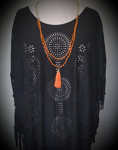 Suede Look Fringe Poncho 