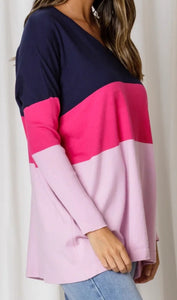 Magenta Venice V Neck Knit Top Love Lily The Label 