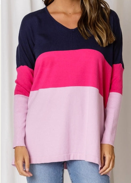 Magenta Venice V Neck Knit Top Love Lily The Label