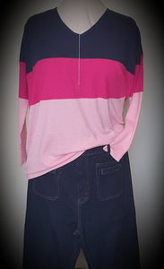 Magenta Venice V Neck Knit Top Love Lily The Label