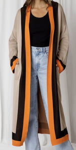 Kendall Tri Colour Knit Maxi Cardi Minimalist Collective 