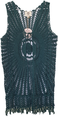 Crochet Open Front Vest With Fringe Detail Isabella Boho
