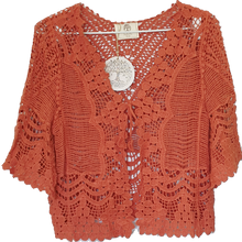 Load image into Gallery viewer, Front Tie Lace Look Terracotta Bolero Shrug Isabella Boho 