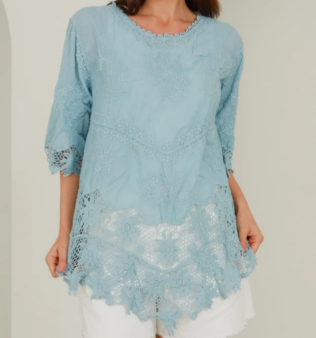 Cotton Top With Lace Detail Isabella The Label 