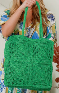 Crochet Look Straw Tote Bag Paisley The Label 