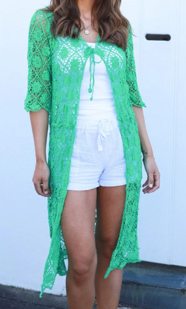 Crochet Open Front Vest With Seam Detail Isabella The Label 