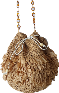 Straw Bucket Bag With Adjustable Drawstring Isabella The Label 