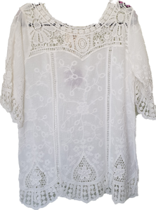 Cotton Top With Lace Yoke Detail Isabella The Label 