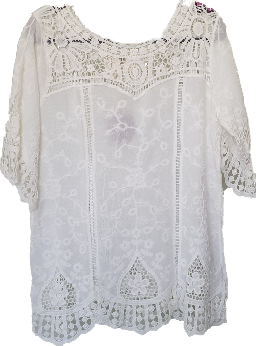 Cotton Top With Lace Yoke Detail Isabella The Label 
