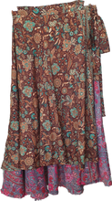 Load image into Gallery viewer, Chocolate Green Wrap Skirt Ombak Designs 