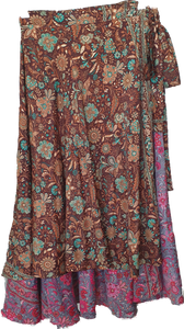 Chocolate Green Wrap Skirt Ombak Designs 
