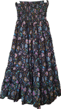 Load image into Gallery viewer, Boho Tiered Skirt Black Ombak Designs 