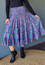 Load image into Gallery viewer, Boho Tiered Skirt Teal Ombak Designs 