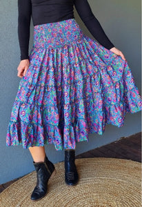 Boho Tiered Skirt Teal Ombak Designs 