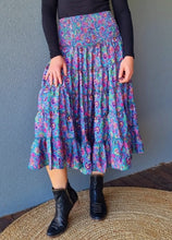 Load image into Gallery viewer, Boho Tiered Skirt Teal Ombak Designs 