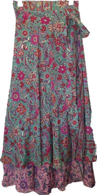 Teal Pink Wrap Skirt Ombak Designs 