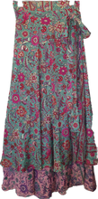 Load image into Gallery viewer, Teal Pink Wrap Skirt Ombak Designs 