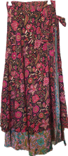 Load image into Gallery viewer, Black Pink Wrap Skirt Ombak Designs