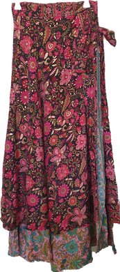 Black Pink Wrap Skirt Ombak Designs