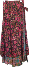 Load image into Gallery viewer, Black Pink Wrap Skirt Ombak Designs 