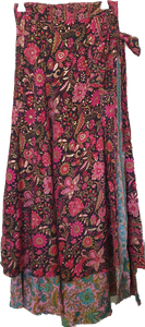 Black Pink Wrap Skirt Ombak Designs 