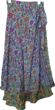 Load image into Gallery viewer, Aqua Purple Wrap Skirt Ombak Designs
