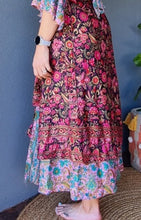 Load image into Gallery viewer, Black Pink Wrap Skirt Ombak Designs 