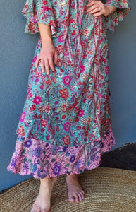 Teal Pink Wrap Skirt Ombak Designs 
