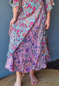 Teal Pink Wrap Skirt Ombak Designs 