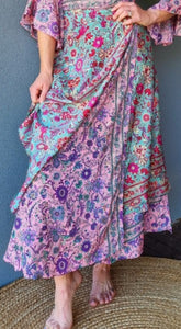 Teal Pink Wrap Skirt Ombak Designs 
