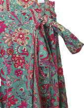 Load image into Gallery viewer, Teal Pink Wrap Skirt Ombak Designs 