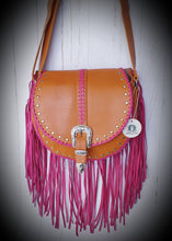 Load image into Gallery viewer, Esmeralda Crossbody Bag Tan Fuchsia Celestial Gypsy The Label 