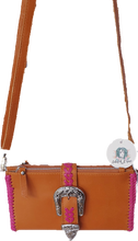 Load image into Gallery viewer, Esmeralda Clutch Bag Tan Fuchsia Celestial Gypsy The Label 