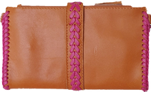 Load image into Gallery viewer, Esmeralda Clutch Bag Tan Fuchsia Celestial Gypsy The Label 