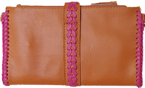 Esmeralda Clutch Bag Tan Fuchsia Celestial Gypsy The Label 