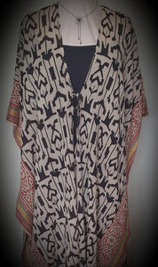 Palme Block Print Noir Kimono Cinnamon Creations 