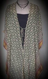 Palme Block Print Vert Kimono Cinnamon Creations 