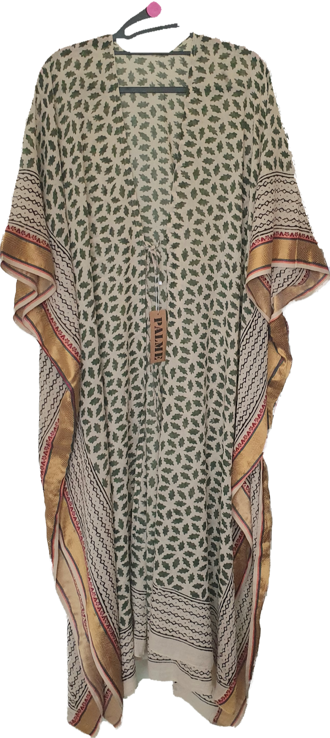 Palme Block Print Vert Kimono Cinnamon Creations 