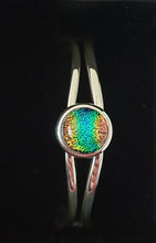 Load image into Gallery viewer, Cuff Bracelet With Round Dichroic Glass Cabochon Liquid Crystal Australia 