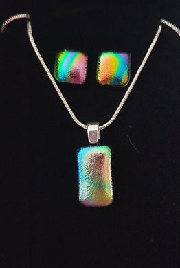 Bijou Pendant And Earring Set Dichroic Glass Liquid Crystal Australia 