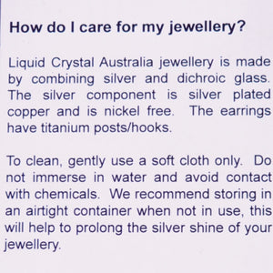Cuff Bracelet  - With Oval Dichroic Glass Cabochon  - Liquid Crystal Australia