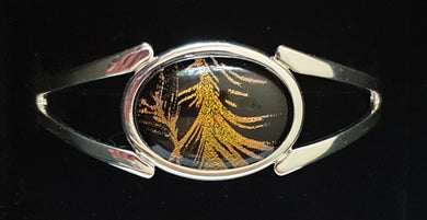 Cuff Bracelet With Oval Cabochon Dichroic Glass Liquid Crystal Australia 