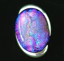 Load image into Gallery viewer, Ripple Ring With Oval Dichroic Glass Cabochon Liquid Crystal Australia 