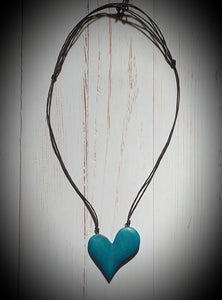 Wooden Abstract Heart Necklace Cinnamon Creations 