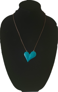 Wooden Abstract Heart Necklace Cinnamon Creations 