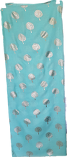 Load image into Gallery viewer, Teal Scarf With Rose Gold Metallic Tree Pattern IVYS 