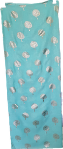 Teal Scarf With Rose Gold Metallic Tree Pattern IVYS 