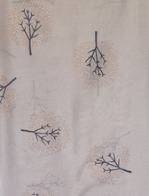 Load image into Gallery viewer, Grey Scarf With Rose Gold Metallic And Navy Tree Pattern IVYS 